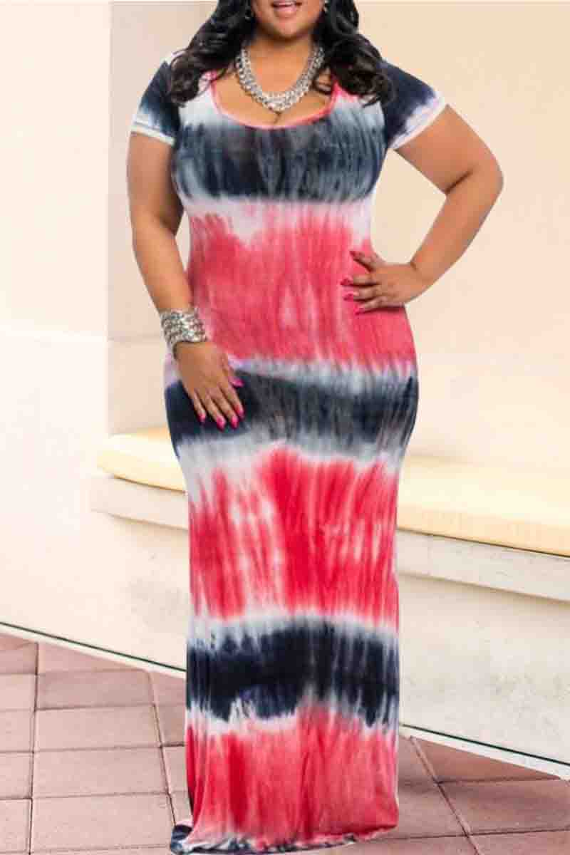 

Red Casual Temperament Print Loose Dress