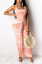 Pink Sexy Fashion Printed Sleeveless Dress