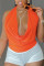 Orange Fashion Sexy Solid Backless Halter Tops