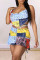 Multicolor Fashion Sexy Print Backless Strap Design Halter Sleeveless Two Pieces