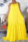 Yellow Sexy Casual Dot Print Without Belt Spaghetti Strap Sleeveless Dress