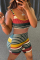 Red Fashion Casual Striped Print Vests U Neck Sleeveless Two Pieces
