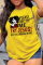 Yellow Casual Print Patchwork O Neck T-Shirts