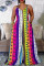 Multicolor Fashion Casual Print Backless V Neck Regular Jumpsuits