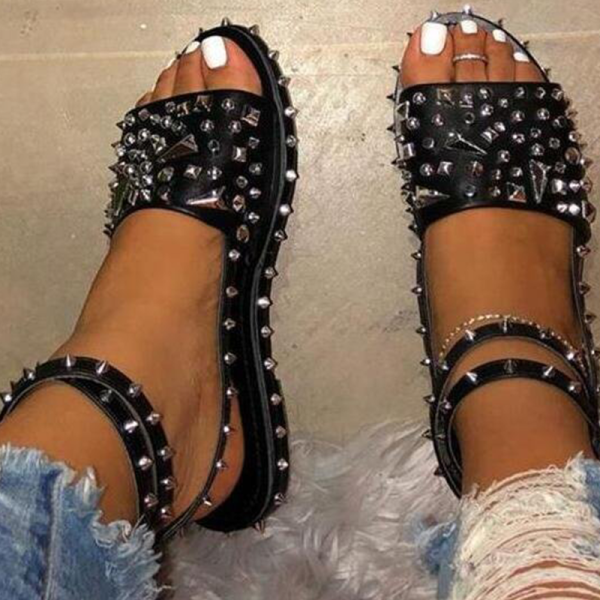 Black Sexy Hollowed Out Patchwork Hot Drill Opend Out Door Shoes