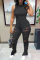 Black Fashion Solid Ripped Backless Halter Regular Sleeveless Jumpsuits