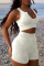 White Sexy Solid Split Joint V Neck Sleeveless Two Pieces