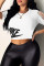 Black Fashion Casual Letter Print Ripped O Neck T-Shirts