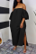 Black Sexy Solid Patchwork Off the Shoulder Straight Dresses