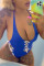Royal Blue Fashion Sexy Solid Backless Strap Design Swimwears