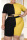 Black Yellow British Style Patchwork Cut Out O Neck Plus Size Two Pieces