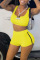 Yellow Street Solid Split Joint U Neck Two Pieces