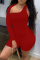 Red Sexy Casual Solid Hollowed Out Asymmetrical Oblique Collar Skinny Romper