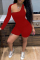 Red Sexy Casual Solid Hollowed Out Asymmetrical Oblique Collar Skinny Romper