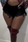 Black Sexy Solid Split Joint Mid Waist Skinny Denim Shorts
