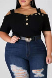 Purple Fashion Casual Solid Off the Shoulder Plus Size Tops