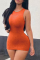 Tangerine Red Sexy Solid Split Joint O Neck Pencil Skirt Dresses