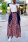 Light Blue Fashion Casual Plaid Print Patchwork Regular High Waist Skirt