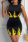 Black Fashion Casual Print Basic O Neck Vest Dress