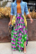 Light Blue Fashion Casual Plaid Print Patchwork Regular High Waist Skirt