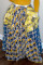 Light Blue Fashion Casual Plaid Print Split Joint Regular High Waist Skirt