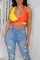 Pink Yellow Fashion Sexy Patchwork Backless V Neck Tops