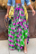 Light Blue Fashion Casual Plaid Print Patchwork Regular High Waist Skirt