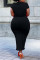 Black Fashion Sexy Plus Size Solid Ripped O Neck Short Sleeve Dress