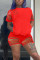 Red Fashion Casual Short Sleeve Shorts Set
