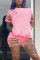 Pink Fashion Casual Short Sleeve Shorts Set