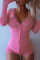 Pink Sexy Fashion Tight Long Sleeve Romper