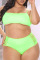 Fluorescent Green Sexy Solid Hollowed Out Backless Spaghetti Strap Plus Size Swimwear