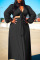 Black Sexy Solid Split Joint V Neck Beach Plus Size Two Pieces