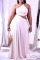 White Sexy Solid Frenulum Backless Asymmetrical Halter Straight Plus Size Dresses