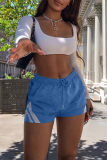 Grey Casual Solid Patchwork Regular Mid Waist Shorts