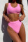 Pink Fashion Sexy Solid Backless Swimwears