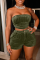Army Green Sexy Solid Patchwork Strapless Sleeveless Two Pieces