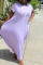 Purple Casual Print Split Joint Asymmetrical O Neck Short Sleeve Dress Plus Size Dresses