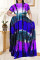 Purple Fashion Casual Print Basic O Neck Plus Size Two Pieces