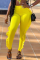 Yellow Casual Solid Flounce Skinny Mid Waist Pencil Solid Color Bottoms