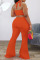 Orange Fashion Sexy adult Ma'am Solid Two Piece Suits Loose Sleeveless Two Pieces