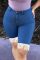 Medium Blue Casual Patchwork Tassel Skinny Denim Shorts