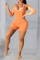 Tangerine Red Casual Solid Backless Halter Skinny Jumpsuits