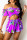 Purple Fashion Casual Print Backless Off the Shoulder Short Sleeve Two Pieces