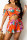 Orange Fashion Casual Print Backless Off the Shoulder Short Sleeve Two Pieces