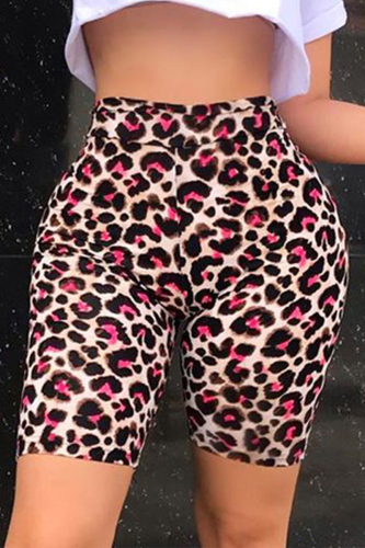 Brown Casual Print Patchwork Skinny High Waist Pencil Full Print Bottoms