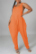 Orange Fashion Casual Solid Basic O Neck Loose Jumpsuits