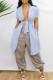 Light Blue Fashion Casual Solid Backless Turndown Collar Tops