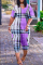 Purple Fashion Casual Print Basic V Neck Loose Jumpsuits