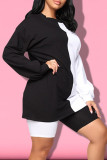 Black And White Fashion Casual Patchwork Basic O Neck Long Sleeve Two Pieces